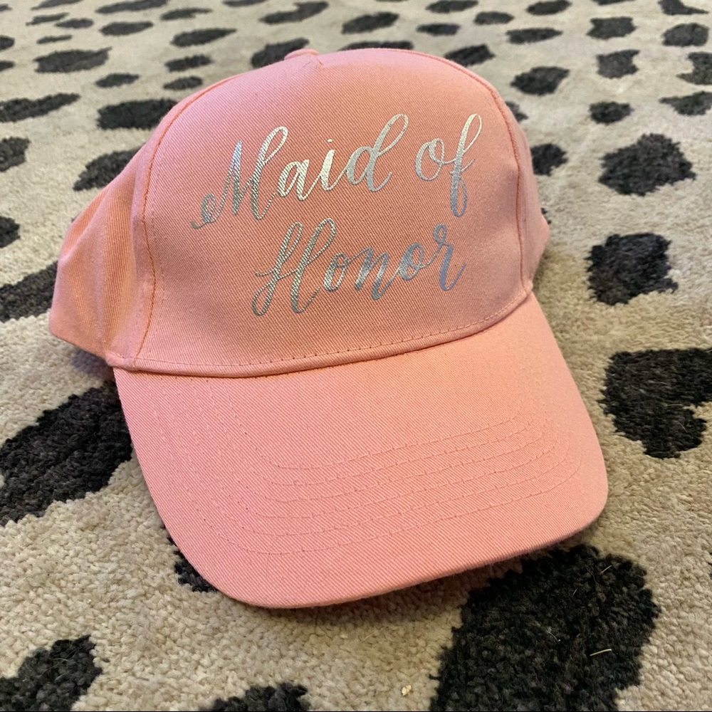 🆕 NWOT 🆕 Pink Maid of Honor Baseball Cap with Silver Writing